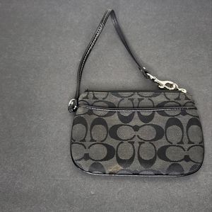 Coach Black Monogram Mmini Wristlet